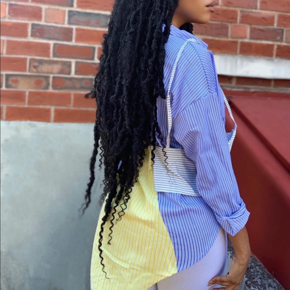 Beautiful and unique striped asymmetric shirt - Picture 3 of 4